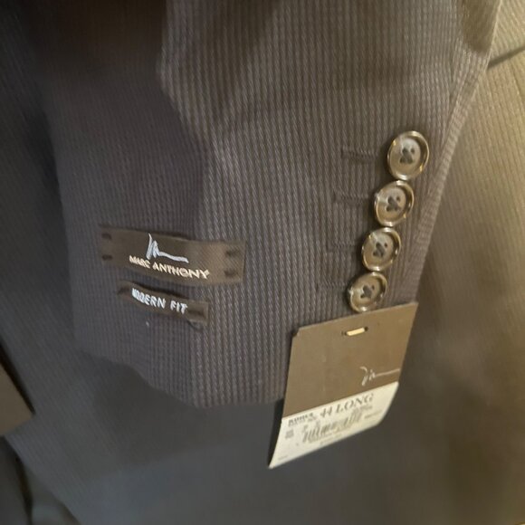 Mens Blazer Marc Anthony Size 44 Long Sport Coat Business Navy Blue Wool Blend N - Picture 3 of 16